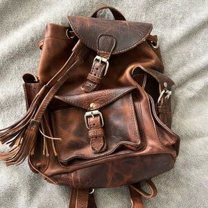Freebird brown mini backpack. 100% full-grain leather.